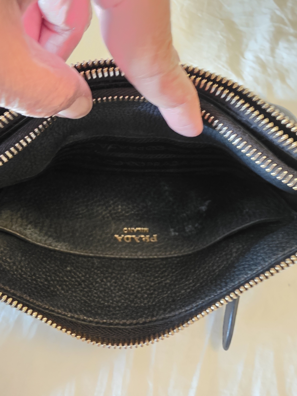 Prada  Pebbled Leather Crossbody Bag  Little Bit Fade Inside W/ 3 Compartment - Picture 6 of 13